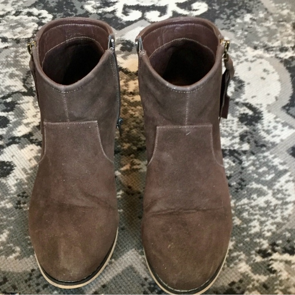 Western Brown Ankle Boots with Side Zipper